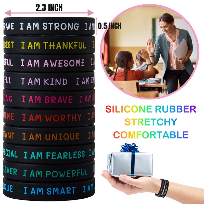 CYCLUSIVE 20 Pieces Students Inspirational Wristbands Rubber Bracelets Fun Motivational Wristbands for Kids Students Back to School Gifts - Image 3